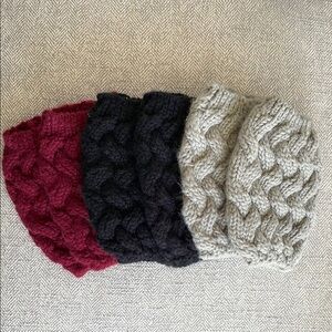 Knitted Boot Cuffs Set in Black, Red, and Gray